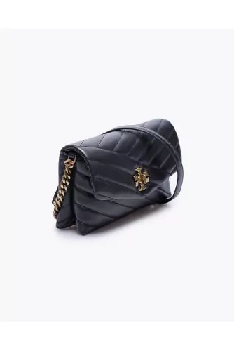 Sac-portefeuille en cuir avec chaine et logo en métal