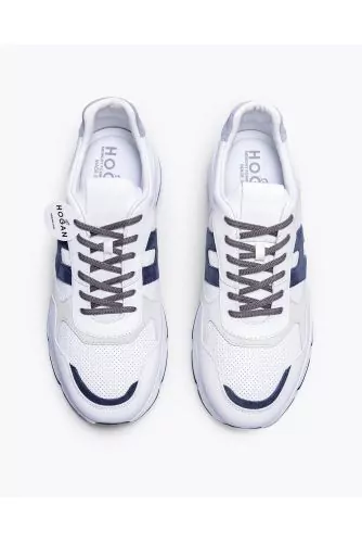 Hyperlight - Leather and split leather sneakers with cutouts