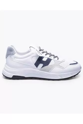 Hyperlight - Leather and split leather sneakers with cutouts
