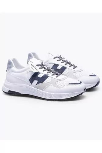Hyperlight - Leather and split leather sneakers with cutouts
