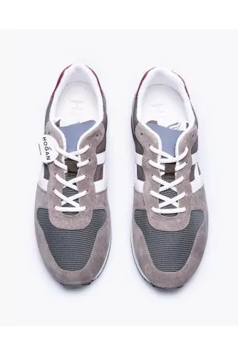 H383 Running - Leather and split leather sneakers with contrasting H