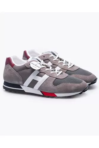 H383 Running - Leather and split leather sneakers with contrasting H