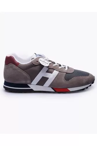 H383 Running - Leather and split leather sneakers with contrasting H