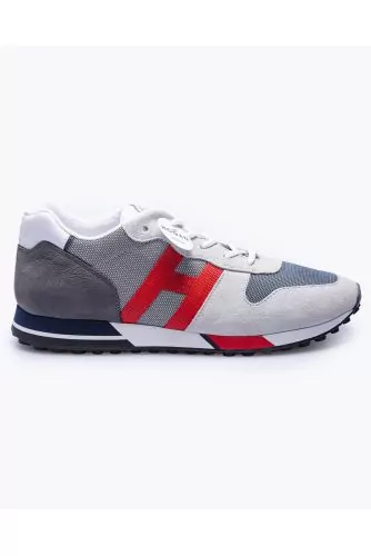 H383 Running - Leather and split leather sneakers with contrasting H