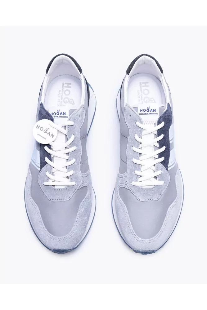 【関税込み】Hyperactive Sneakers - Hogan - Leather - Grey/Br Hogan Hyperactive Gray Chunky Sole Extralight Women's