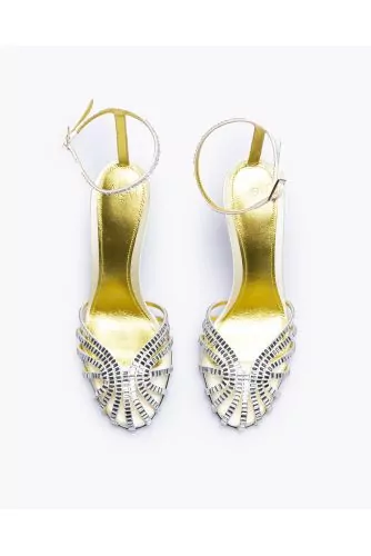 Mule Alevi jaune, strass, talon 100