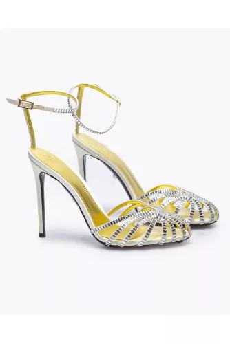 Mule Alevi jaune, strass, talon 100