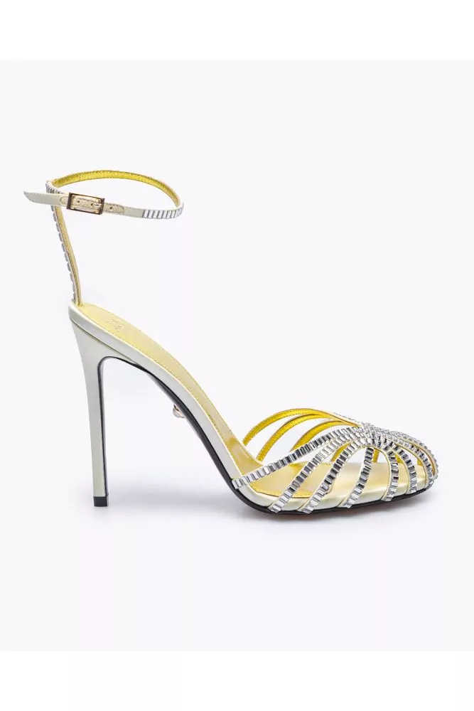 Mule Alevi jaune, strass, talon 100