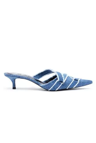 D-Kittie - Denim Mules with Zigzag Stripes