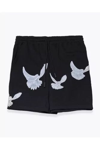 Short en coton felpa avec motifs colombes