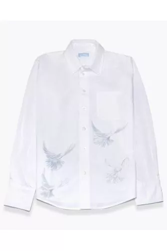 Cotton shirt with applied doves