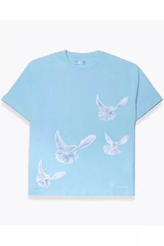 Jersey T-shirt with applied doves