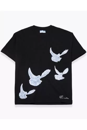 T-Shirt en coton avec colombes appliquées