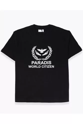 Cotton T-shirt with world citizen paradise design