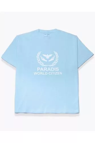 Cotton T-shirt with world citizen paradise print