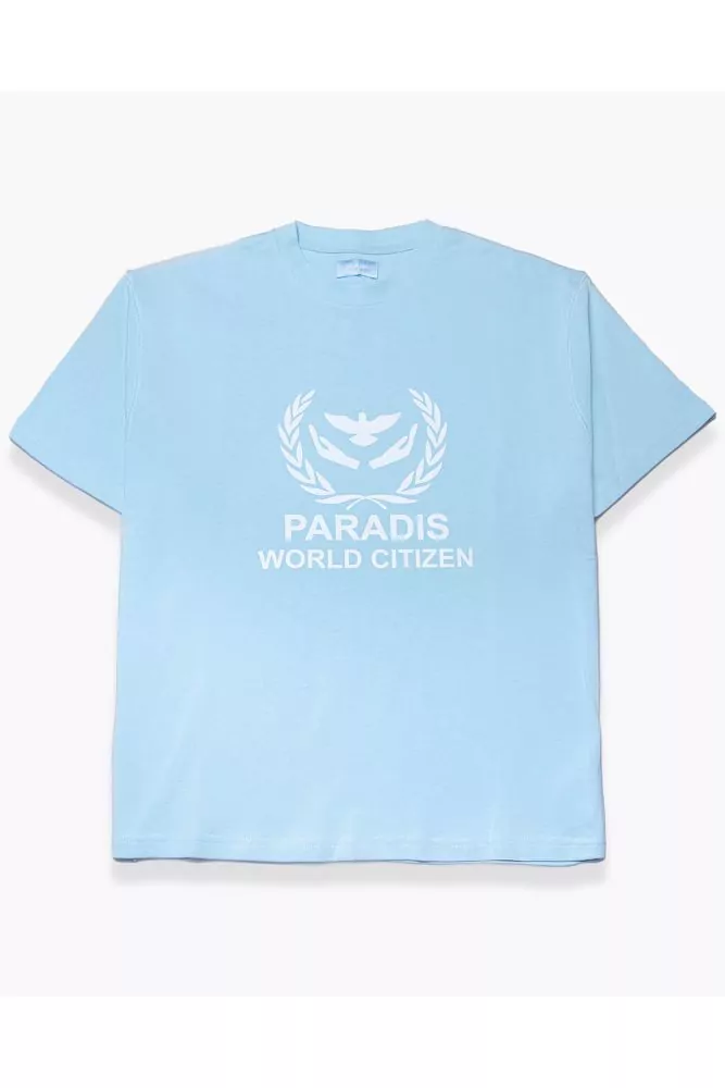 Cotton T-shirt with world citizen paradise print