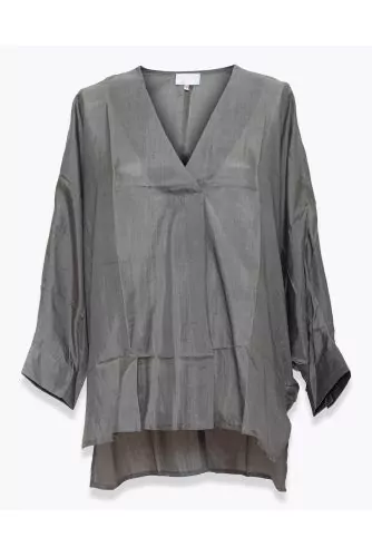 Blouse The Rose gris-kaki, encolure V