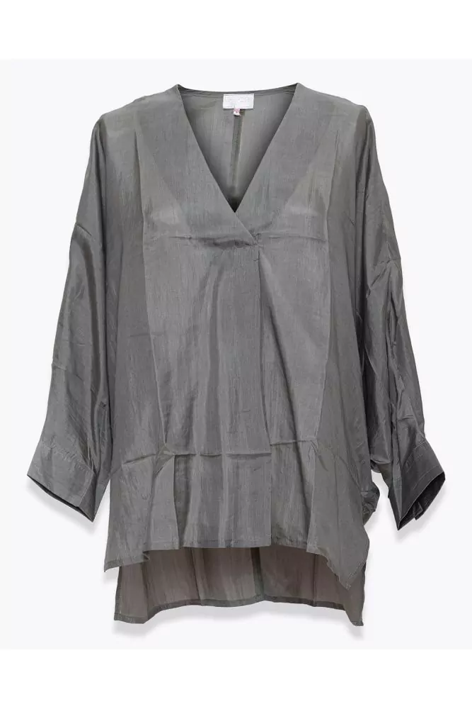 Blouse The Rose gris-kaki, encolure V