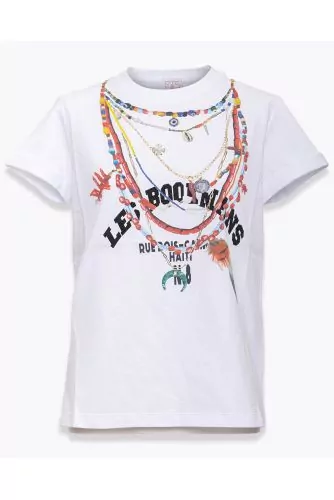 Cotton T-shirt with printed collars SS
