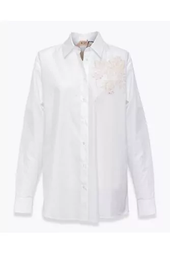 Chemise en popeline de coton avec broderie ML