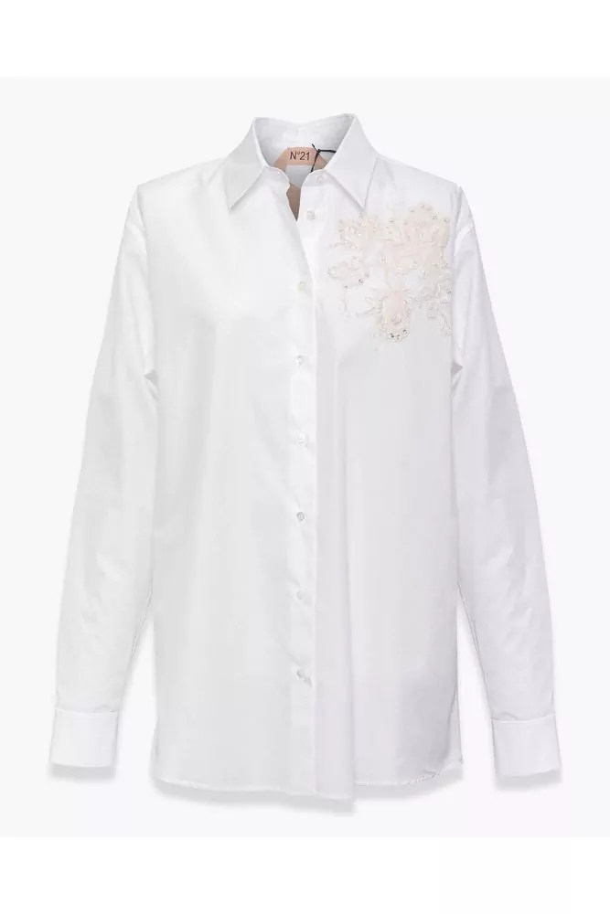 Chemise en popeline de coton avec broderie ML