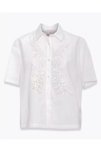 Cotton shirt with English butterfly embroidery SS