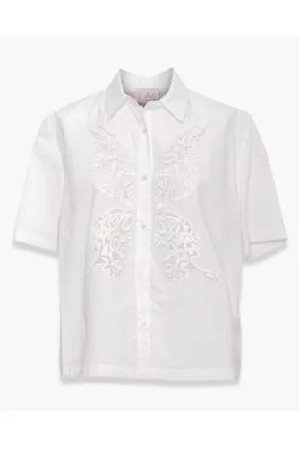 Chemise en coton avec broderies anglaises en forme de papillon MC