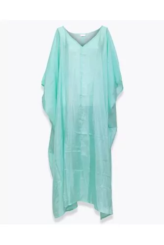 Silk caftan dress with V-neckline