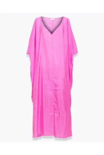 Silk caftan dress with V-neckline