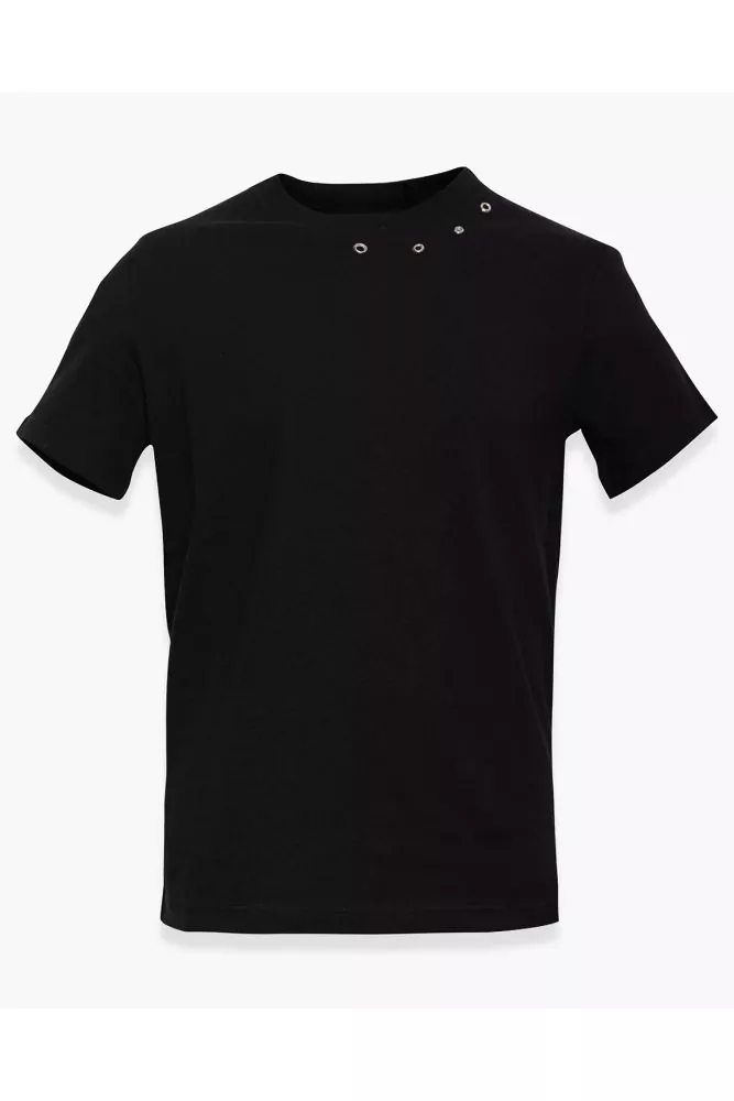 Cotton jersey t-shirt with eyelets on the neckline SS