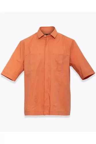 Stretch poplin shirt with chest pockets SS