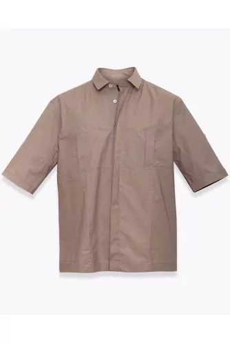 Stretch poplin shirt with chest pockets SS