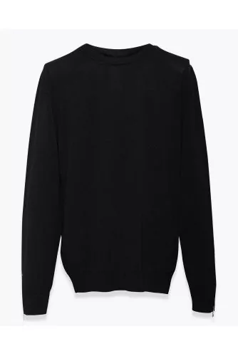 Cotton and viscose sweater with shoulder zip LS