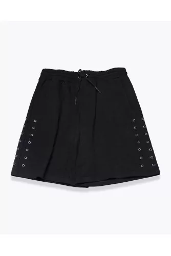 Cotton felpa shorts with eyelets on the sides