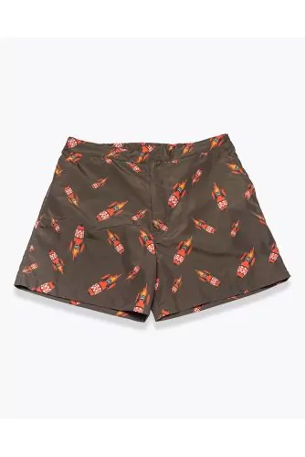Nylon swim shorts with rocket print