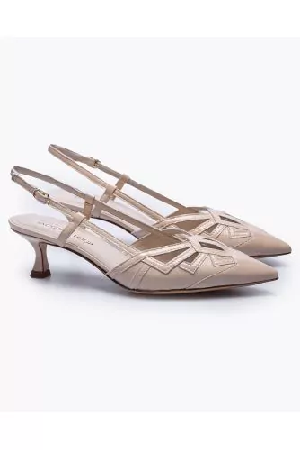 Patent nappa leather cut-shoes with cut-outs and ankle strap 50