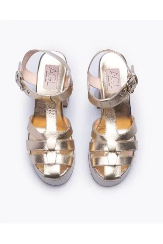 Meduse - Metallized sandals with platform heel 130