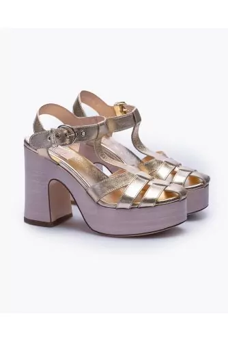 Meduse - Metallized sandals with platform heel 130