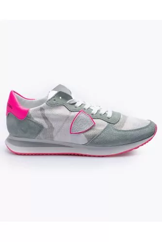 Tropez X - Split leather and toile sneakers with camouflage print