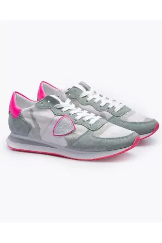 Tropez X - Split leather and toile sneakers with camouflage print
