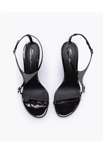 Glazed leather sandals with adjustable straps and buckles 105