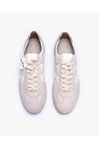 Olympia - Split leather sneakers with metallized leather applications