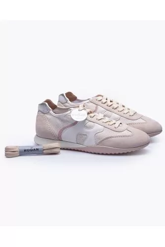 Olympia - Split leather sneakers with metallized leather applications