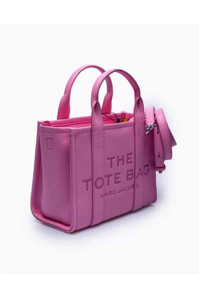 Marc Jacobs - The Tote Bag Mini - Pink grained leather bag with shoulder  strap and embossed logo for women