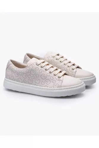 Leather sneakers with perforations