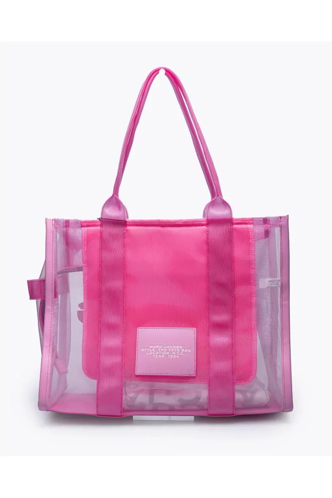 Marc Jacobs - The Tote Large Mesh - Pink textile and transparent tulle bag  with embossed logo for women
