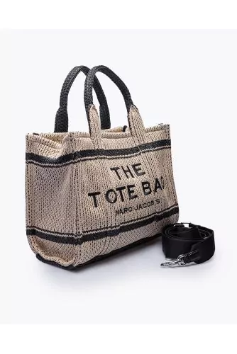The Straw Jacquard Tote Bag Small - Jacquard bag with embossed logo