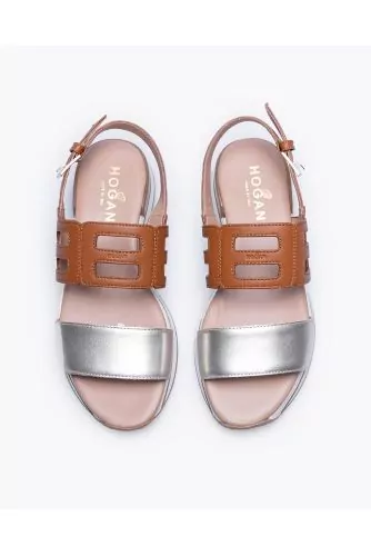 H222 - Leather sandals with 2 straps 40