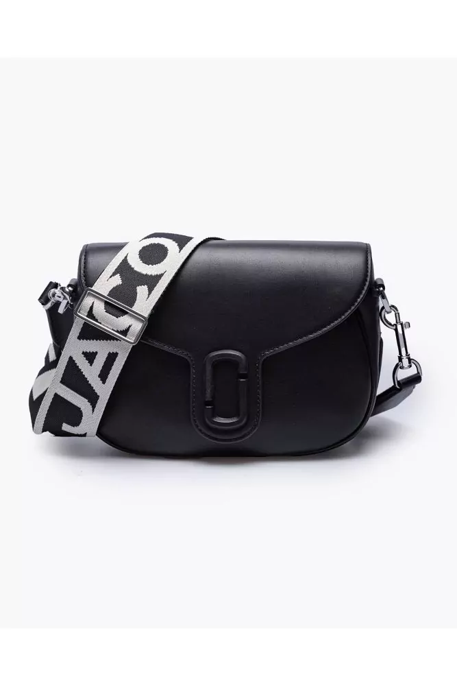 Marc Jacobs - Covered J-Marc Messenger - Black Calf Leather Half Moon Bag  with Jacquard Strap for Women