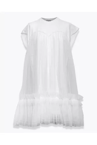 Cotton jersey dress covered with tulle